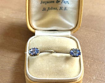 Vintage 14k Filigree Solid YG Gold Heart Tanzanite Lever Back Earrings