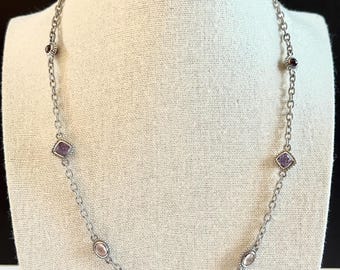 Designer Judith Ripka Multi Gemstone Sterling Silver Station 16” Necklace