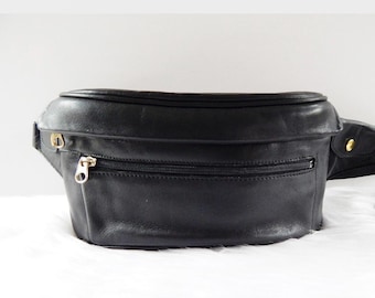 Vintage RARE Coach Waist Chest Bag Pouch Unisex Black Fanny Travel Bag M/L #506