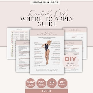 Essential Oils Guide Where to Apply + What to Use | DIY Recipes | Printable Bundle | Everyday Oils + DIY Worksheet | Instant Download