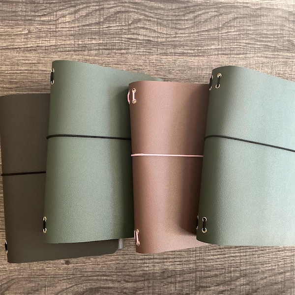 Custom Handmade Vegan Leather Traveler’s Journal Cover | Select Size & Cord Color