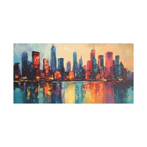 City of Lights and Echoes Vibrant Cityscape Canvas Art Colorful Wall Decor for Home Modern Living Room Decoration Urban Landscape Art Gift