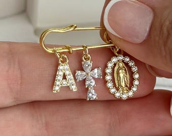Personalized Baby Brooch | 18K Gold Plated Baptism Pin