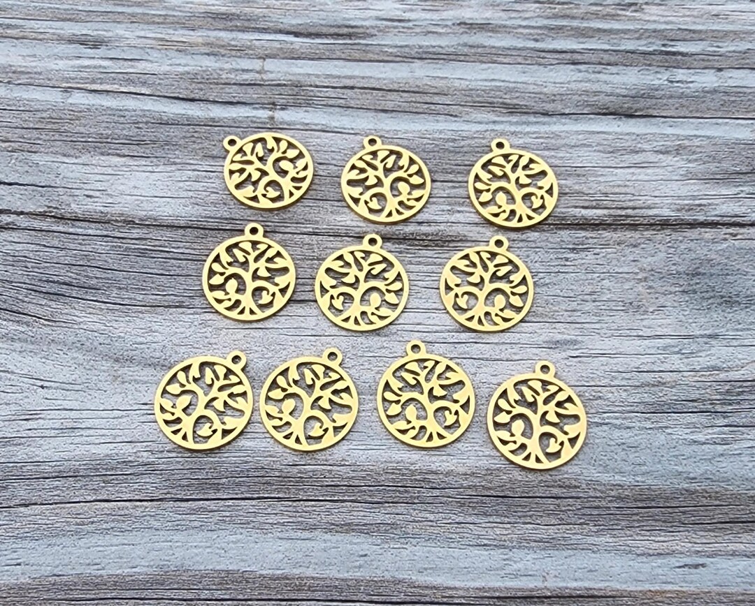 18K Gold Ion Plated 201 Stainless Steel Pendants Tree of Life Circle - Etsy