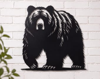 Metal Bear Sign, Steel Wall Art (Custom Name or Plain)