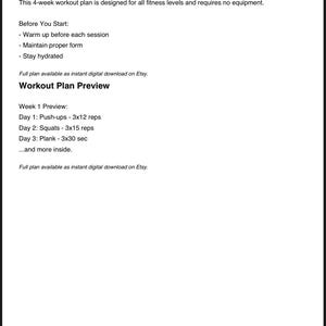 4-Week Home Workout Plan – Digital Fitness Program for Strength & Weight Loss