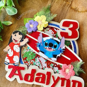 Personalized Lilo & Stitch Cake Topper: Hawaiian Birthday Party Decoration