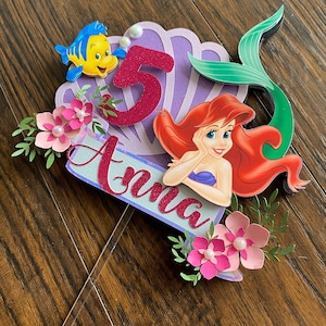 Personalized Ariel Cake Topper: Little Mermaid Birthday Party Decor