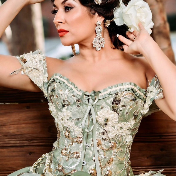 Beautiful Vintage Style Mexican Charro Corset and Skirt