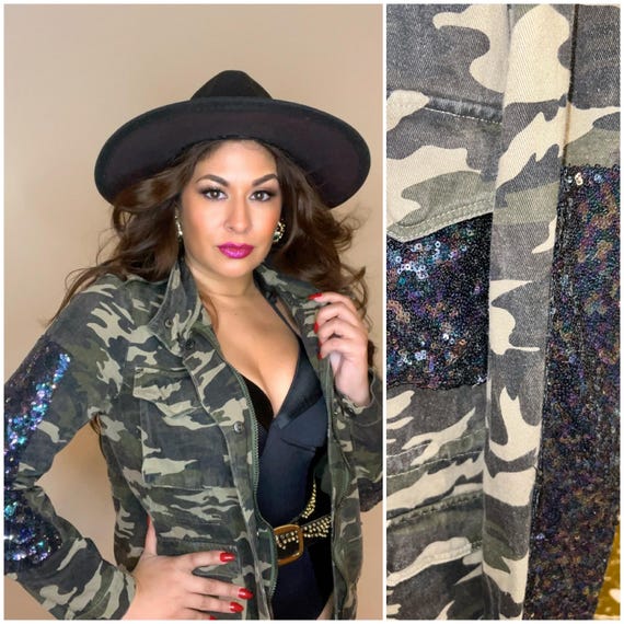 Beautiful Unique Army Iridescent Sequins Jacket - image 1