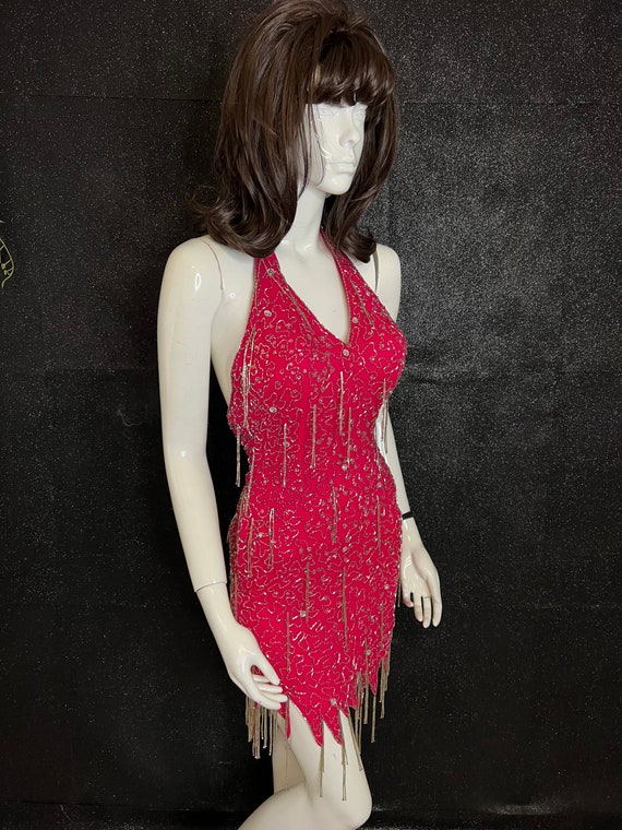 Hot Pink Vintage Cache Beaded Gown CHRISTMAS SALE - image 6
