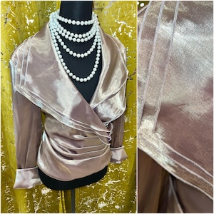 Beautiful Gold Tan Vintage Cachet Silk Blouse