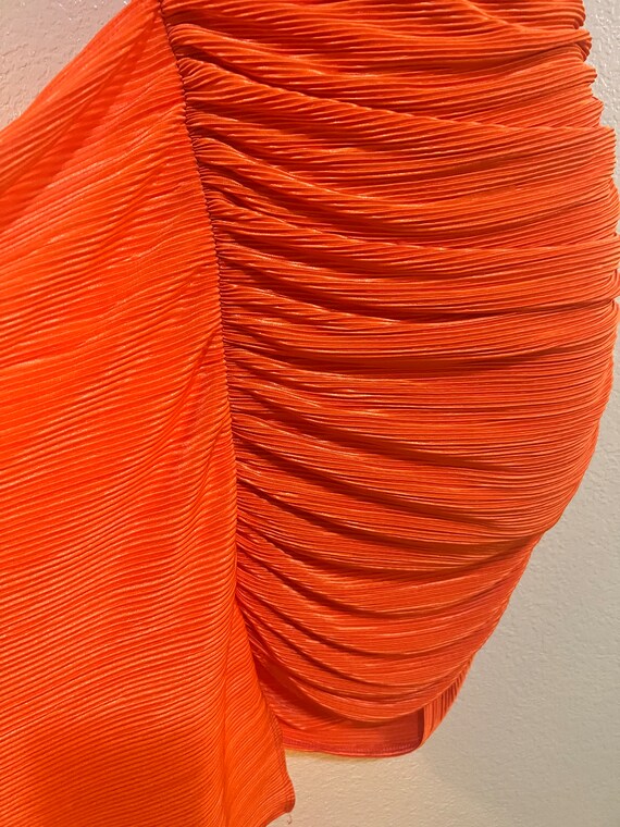 Beautiful Gathered Orange One Shoulder Dress - image 5