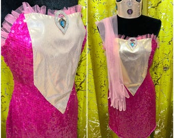 Handgjord unik prinsess Peach-kostym
