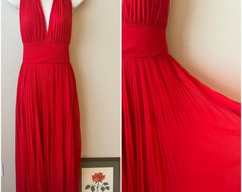 Gorgeous 70’s Style Red Pleated Grecian Gown