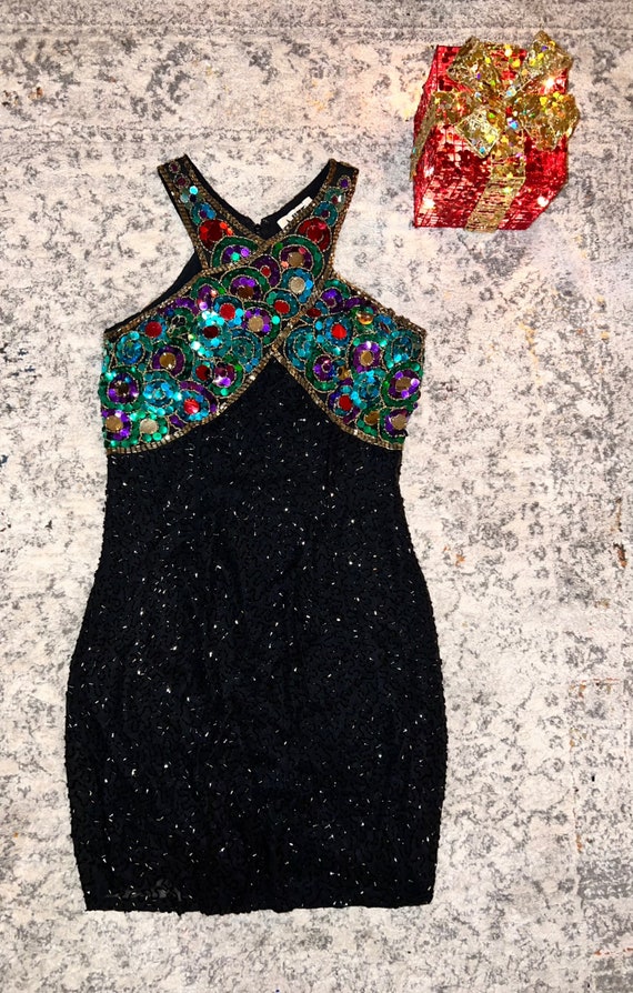 Beautiful Multicolored 90’s Holiday Dress Size 6