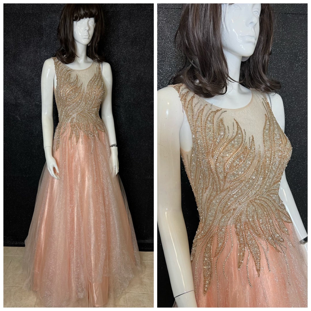 Beautiful Pink Rose Gold Evening Gown Sale - Etsy