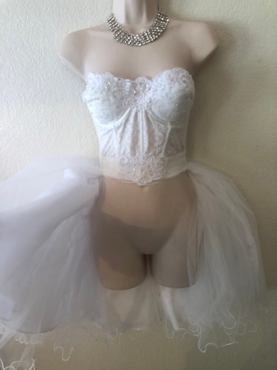 Bridal Lingerie Lace Sequins Corset W Tulle Skirt Etsy