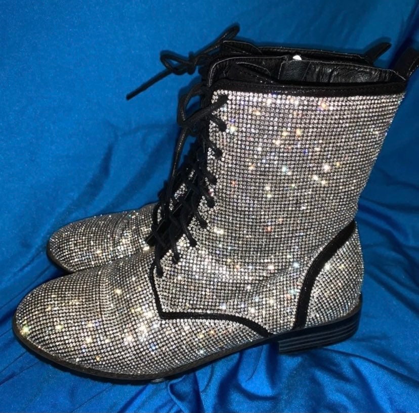 Bedazzled combat boots sale