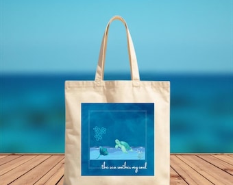 Beach Tote with Ocean Design