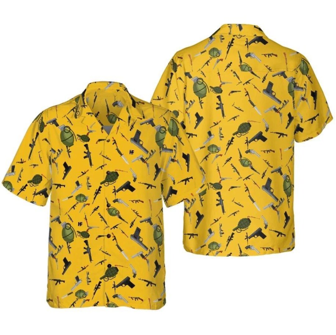 Military Gear Hawaiian Shirt, Tactical Aloha Print - Etsy