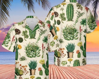 Kaktus Hawaiihemd – Unisex Sommer Aloha Button-Up