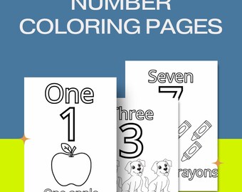 Conjunto de páginas para colorir com números (1 a 10) — planilhas educacionais de contagem para impressão para crianças