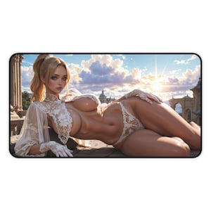 Anime Themed Desk Mat, Mouse Pad, Anime Waifu, Gamer Waifu