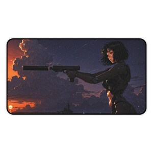 Anime Themed Desk Mat, Mouse Pad, Anime, Scifi, Futuristic, Robot, Girl
