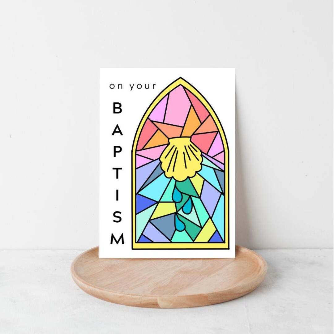 Stained Glass Baptism Shell Card, Digital Download, Blank Card - Etsy