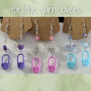 Stitch Marker Charm Earrings — Crafty Jewelry for Crochet & Knitting Lovers | Handmade Beaded Earrings image 1