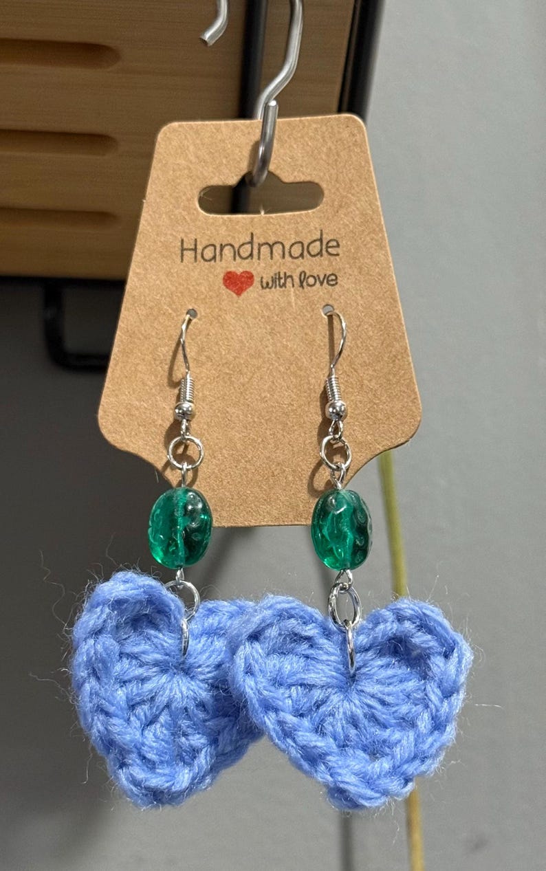 Stitch Marker Charm Earrings — Crafty Jewelry for Crochet & Knitting Lovers | Handmade Beaded Earrings hearts