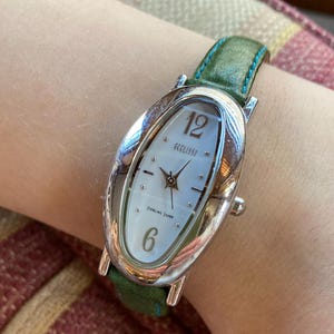 Ecclissi Sterling Silver Ladies Wristwatch Green Tone Genuine Leather Strap Watc Ecclissi Women main image 3