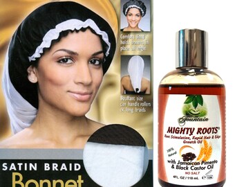 Organic Jamaican Black Castor Pimento Argan Hair Growth Protective Oil Treatment For Edges Bald Spots Alopecia & Satin Braid/Dreadlocks Cap