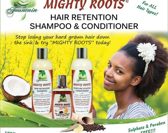 Organic Hair Growth Scalp Therapy & Massage Treatment Natural Hair Cleansing Shampoo with Coconut Castor Oil Honey Hemp Conditioner Combo