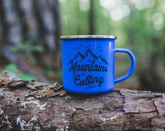 Camp Mug Gift, Backpacking Mug, Hiking Camp Mug, Graduation Gift, Hiker Gift, Campfire Mug, Camping Gift, Mountains Are Calling, Camper Gift