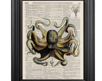 Dictionary Art Print - Octopus-8x10