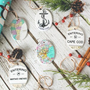 Custom Map Ornament, Personalized Map Ornament, Ceramic Christmas Ornament, Housewarming, Hostess Gift, Corporate Gift, Coworker Gift