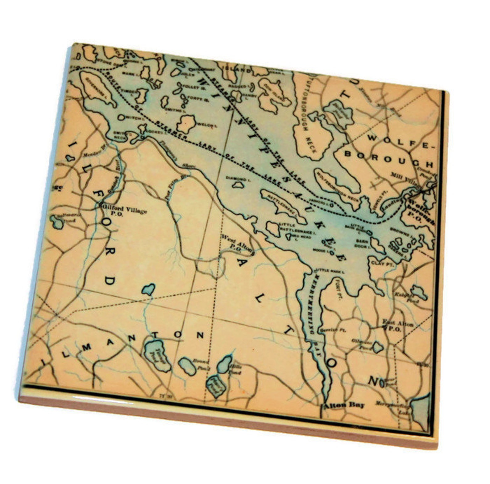 Lake Winnipesaukee Map Coasters_Personalized Map_Tile Coaster | Etsy