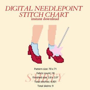 Wizard of Oz Needlepoint Stitch Guide PDF | 18 Mesh Canvas | Digital Chart