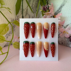 Strawberry Press on Nails