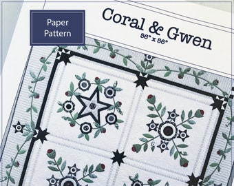 Coral and Gwen Quilt Pattern - Paper Pattern - Applique Pattern - Ready to Ship