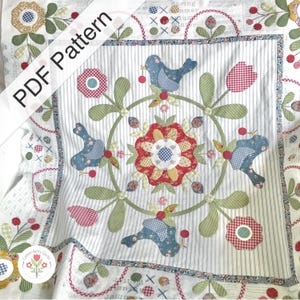 Garden Tweets Applique Quilt PDF Pattern - Wall Hanging Table Topper (Digital Download)