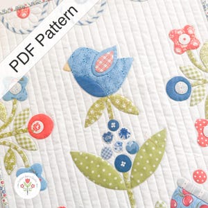 Poppi's Flower Garden PDF Pattern - Table Runner/Topper - Applique Pattern