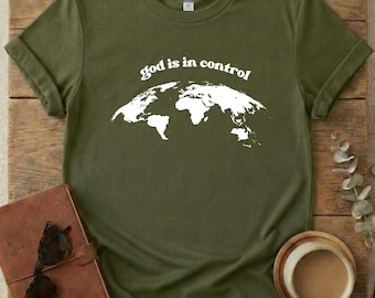 Dios tiene el control de todas las cosas (camiseta), suelta y confía en el Señor, camiseta para aliviar la ansiedad, recordatorio de calma, recordatorio de oración, quédate quieto y conoce