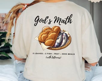 Maglietta con la matematica di Dio, maglietta cristiana con Gesù che sfama 5000 persone, pani e pesci, maglietta con la fede di Dio, storia biblica e arte delle Scritture