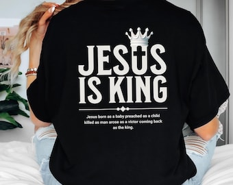 Camiseta Jesús es Rey, Camiseta cristiana para hombre, Camiseta de iglesia, Camiseta de fe, Ropa cristiana para mujer, Hecha para adorar, Cristiana adolescente, Camiseta de Dios