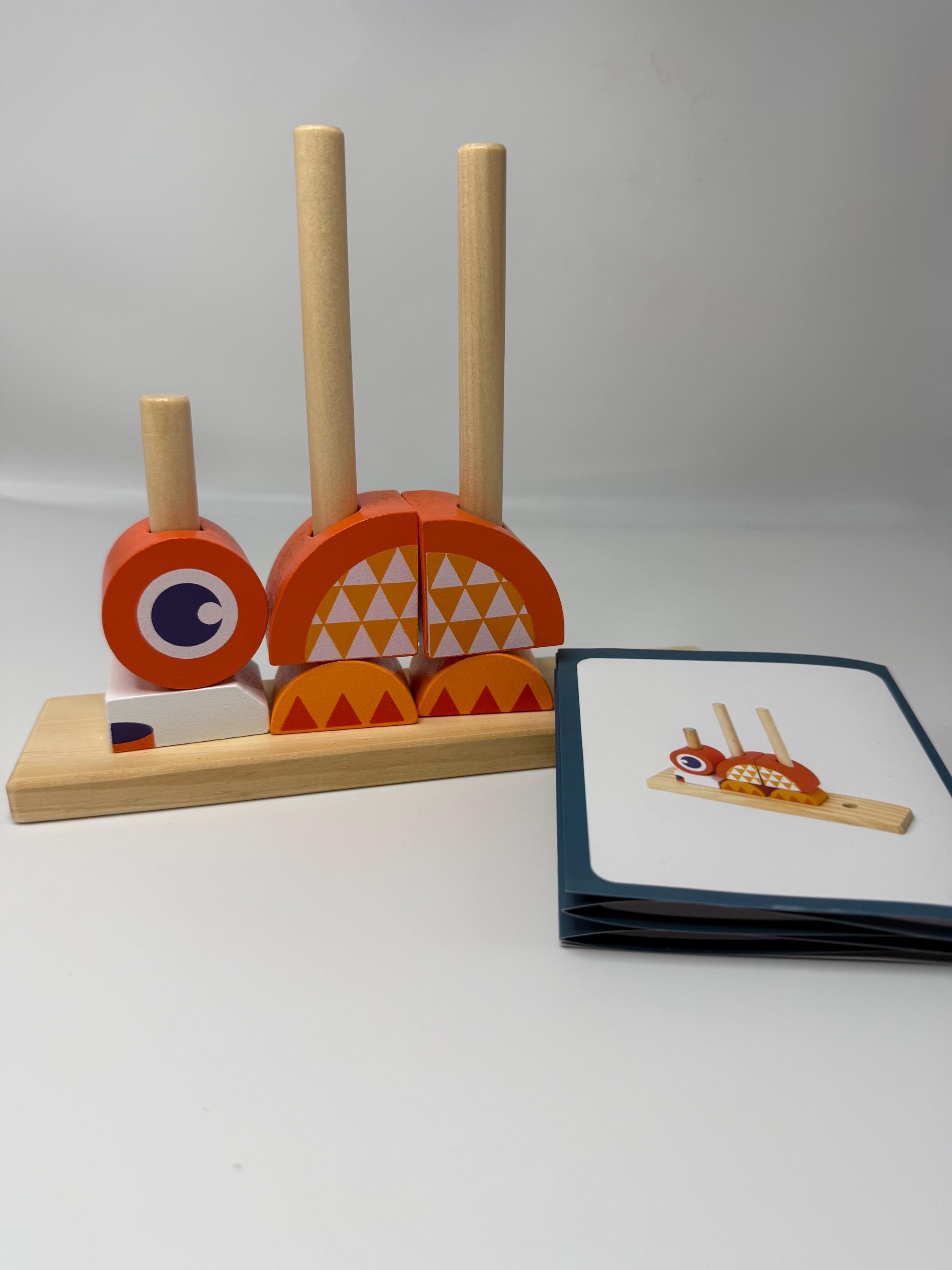 Montessori Wooden Animal Stacking Puzzle | Multi-shape Block Matching ...