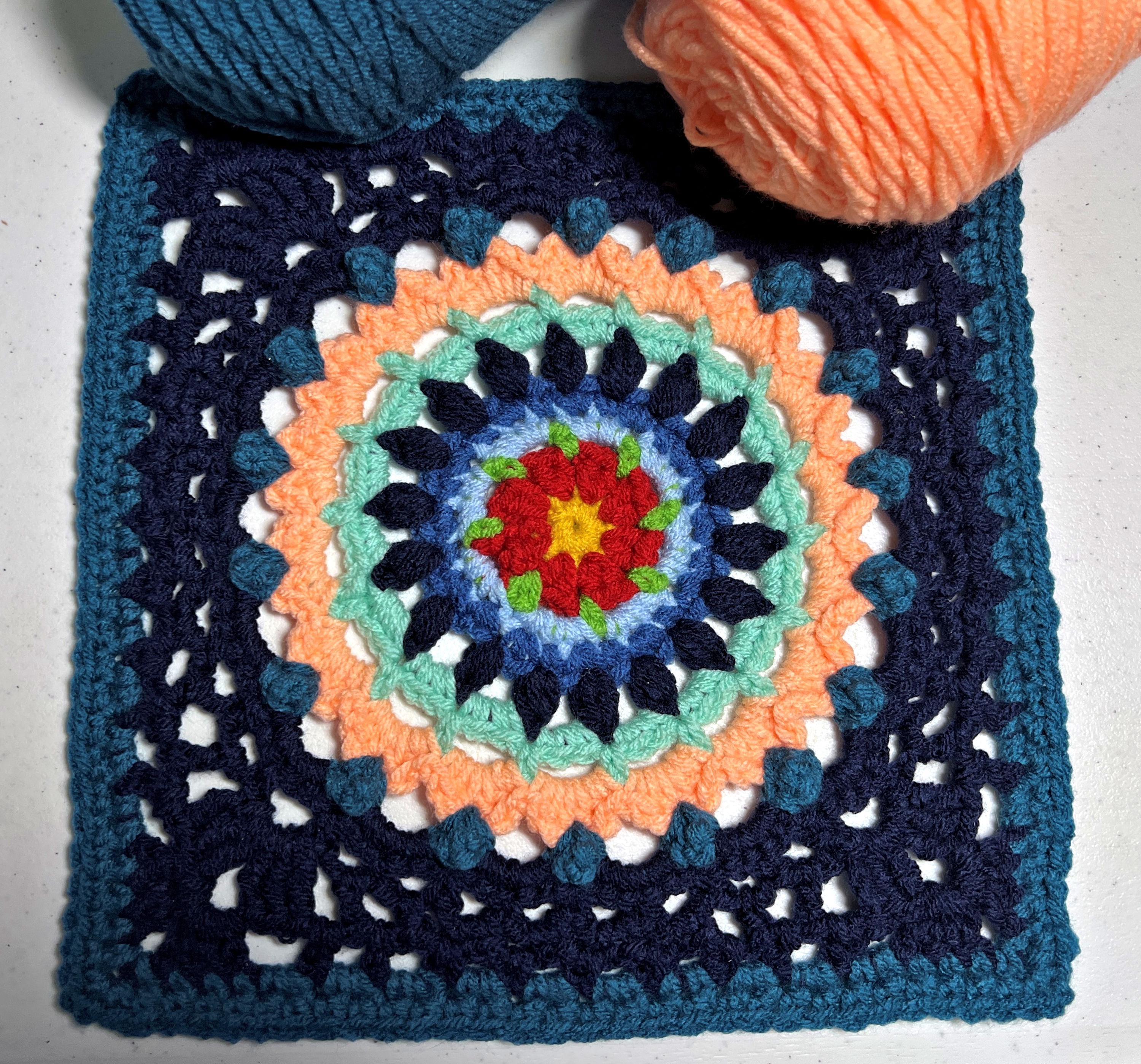 Mandala style crochet blanket pattern - Etsy 日本