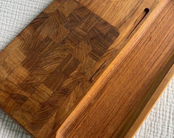 Vintage Kalmar Teak Serving Tray, Mid Century Modern Organizer, Danish Style Bar Board